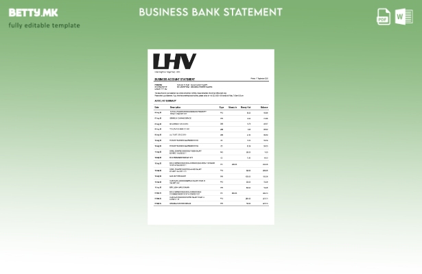 Модерен стил Обединетото Кралство LHV Group цврста изјава за Word и PDF Шаблон